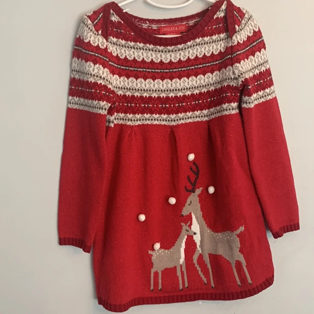 Jingles & Joy Girls Knit Dress Size 5-6